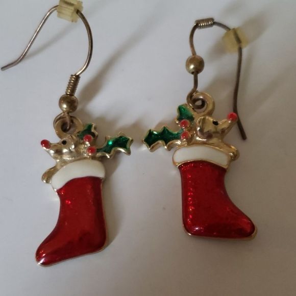🛍️5/$20🛍️ Two Pairs of Christmas Earrings Stockings Candy Canes - Picture 3 of 3